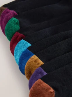 Black Rich Heel Striped Cushioned Sole Comfort Socks 10 Pack