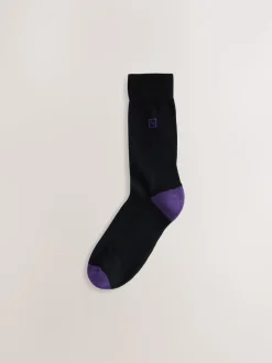 Black Rich Heel Striped Cushioned Sole Comfort Socks 10 Pack