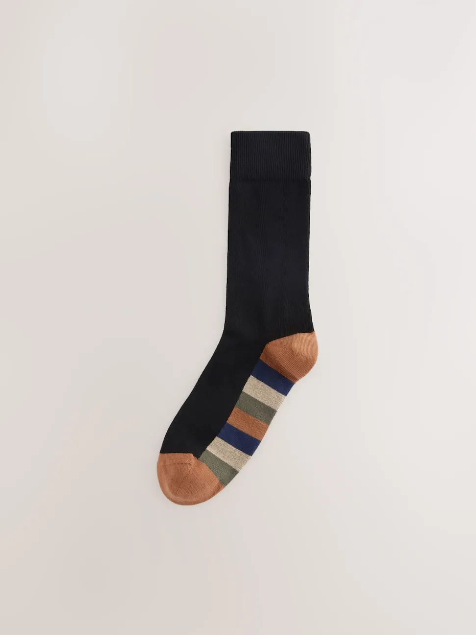 Black Rugby Stripe 7 Pack Cotton Rich Socks