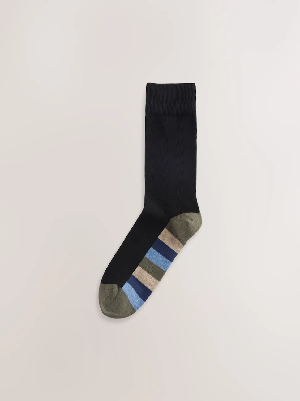 Black Rugby Stripe 7 Pack Cotton Rich Socks