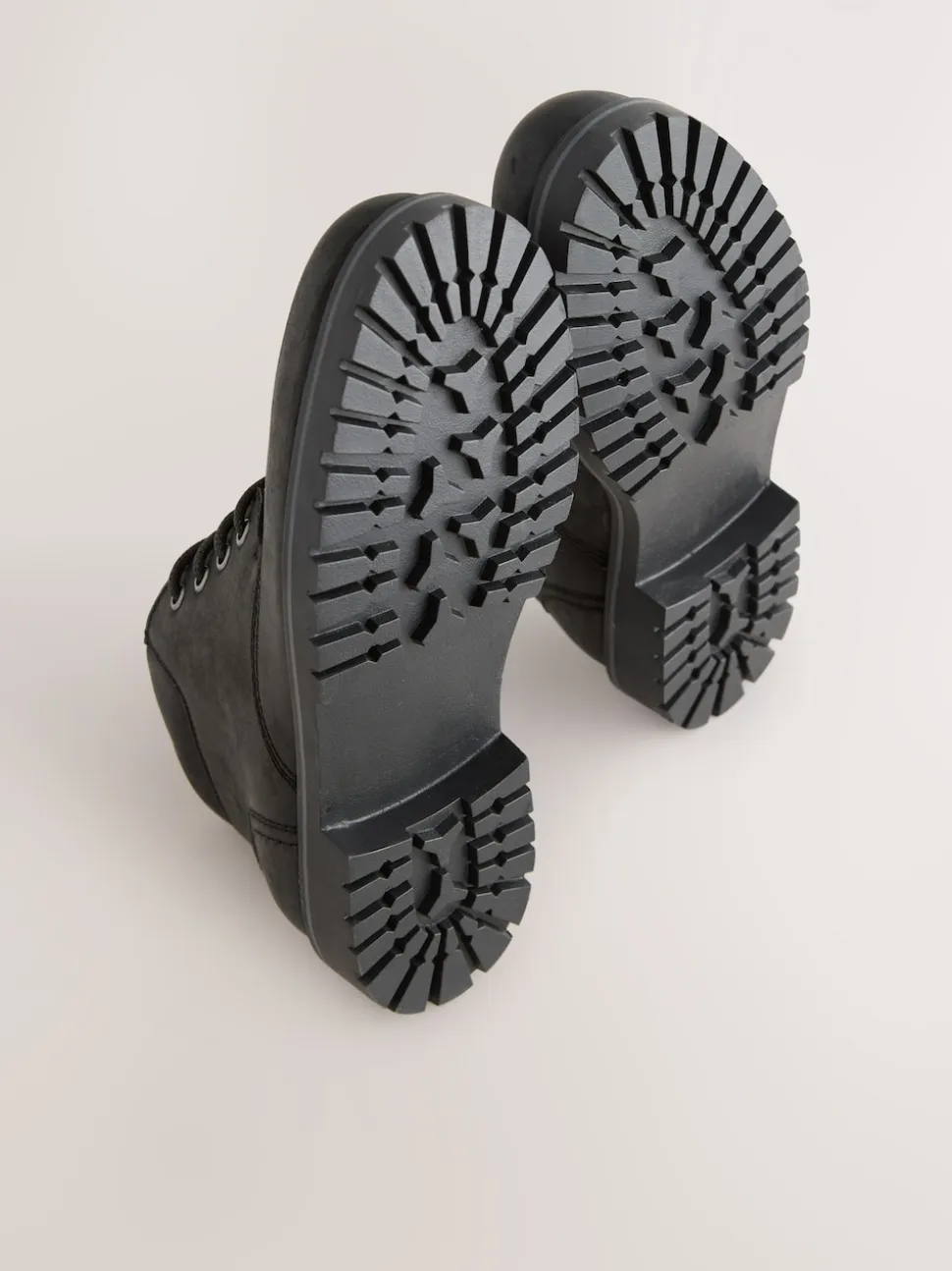 Black Rugged Leather Ankle Boots