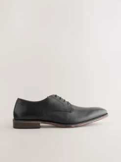 Black Saffiano Leather Derby Shoes