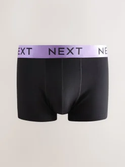 Black Shiny Colour Waistbands 10 pack Cotton Rich Blend Hipsters Boxers