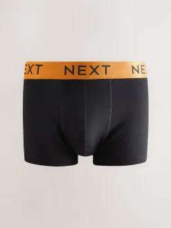 Black Shiny Colour Waistbands 10 pack Cotton Rich Blend Hipsters Boxers