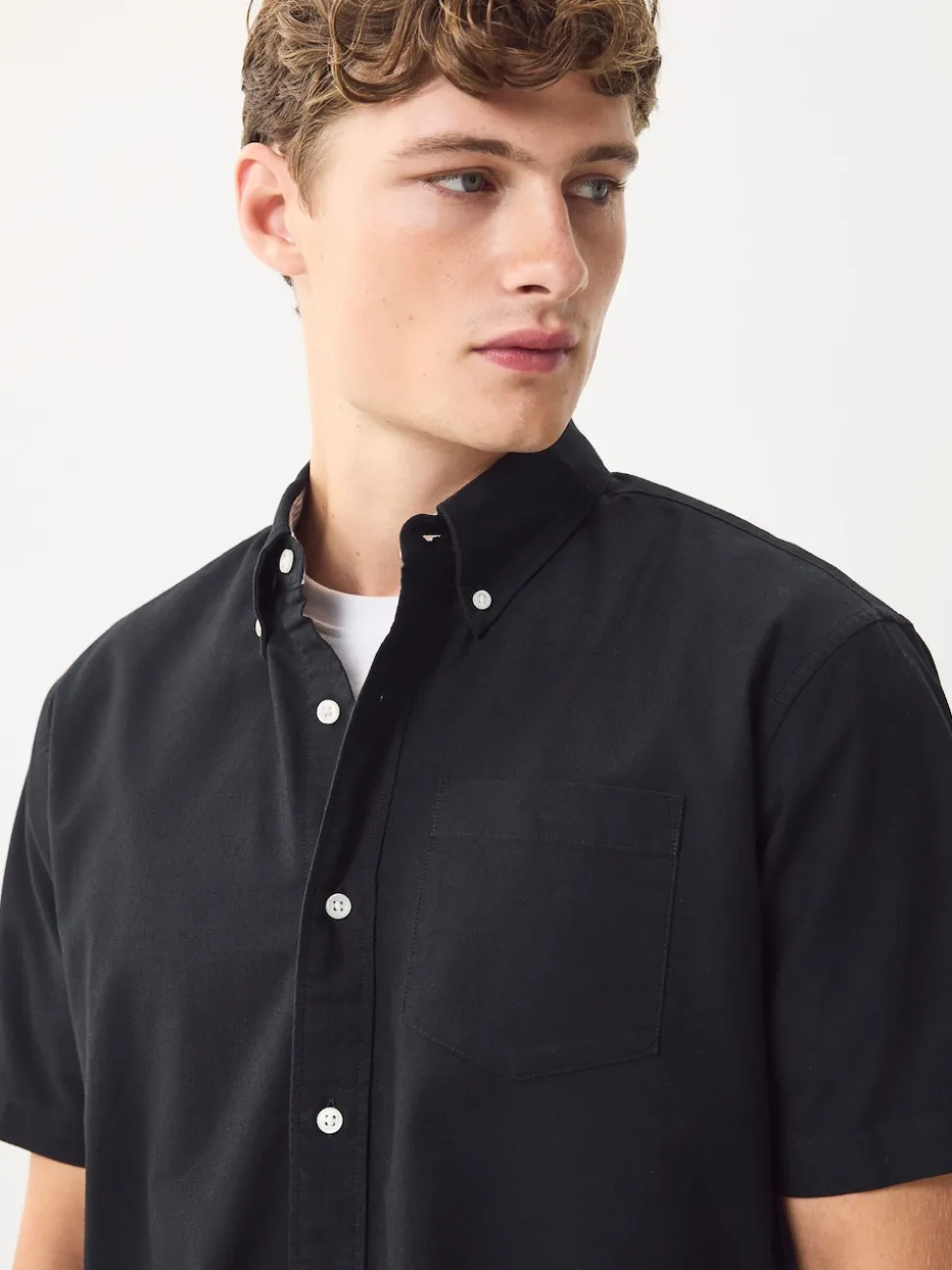 Black Short Sleeve Oxford Shirt