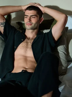 Black Short Sleeve Pyjamas Set