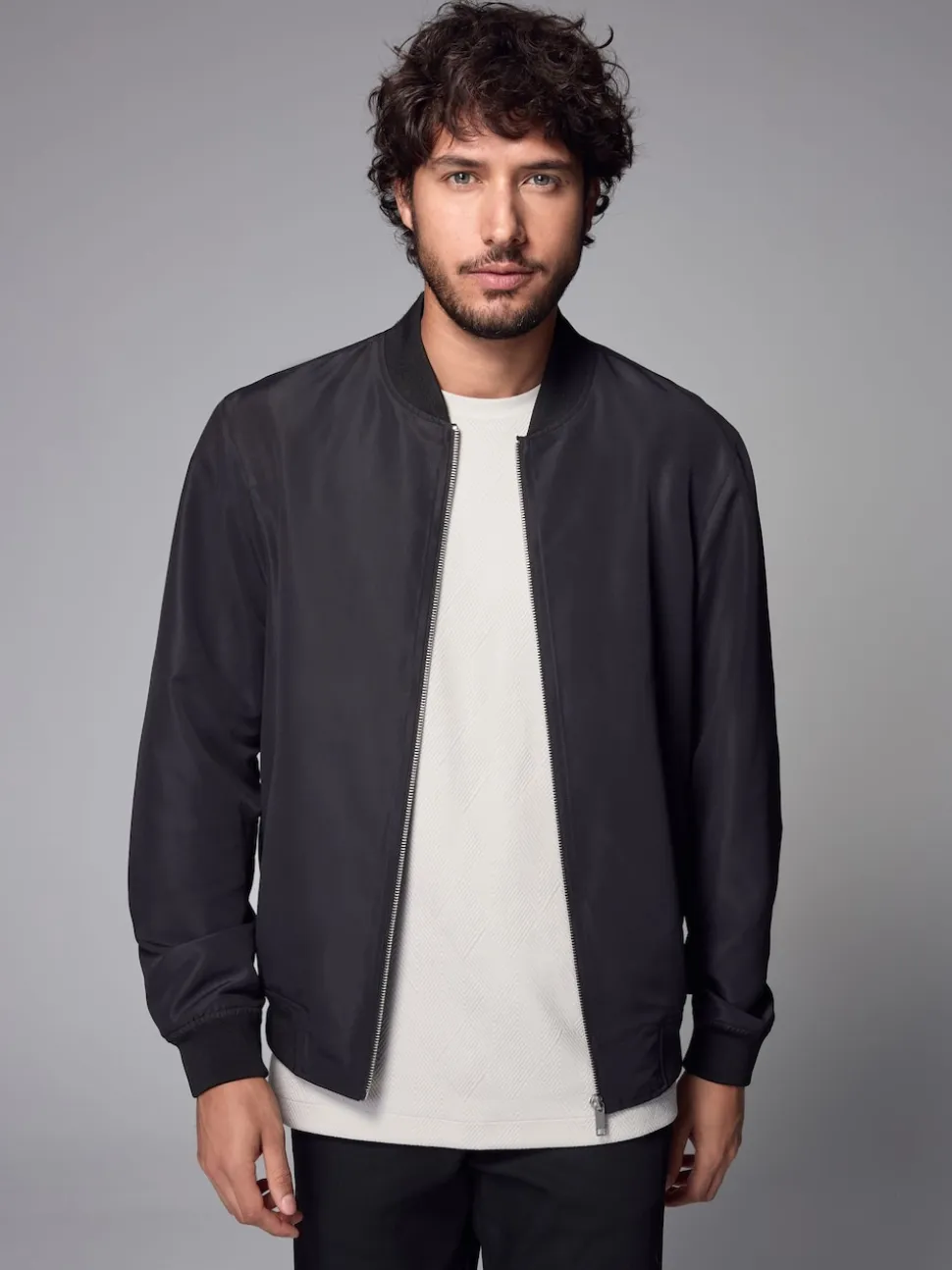 Black Shower Resistant Bomber Jacket
