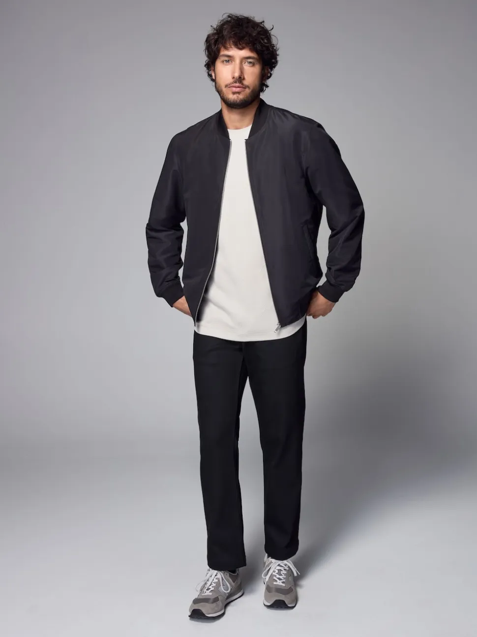 Black Shower Resistant Bomber Jacket