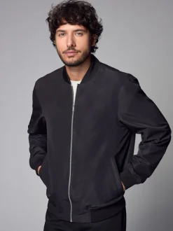 Black Shower Resistant Bomber Jacket