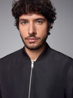Black Shower Resistant Bomber Jacket