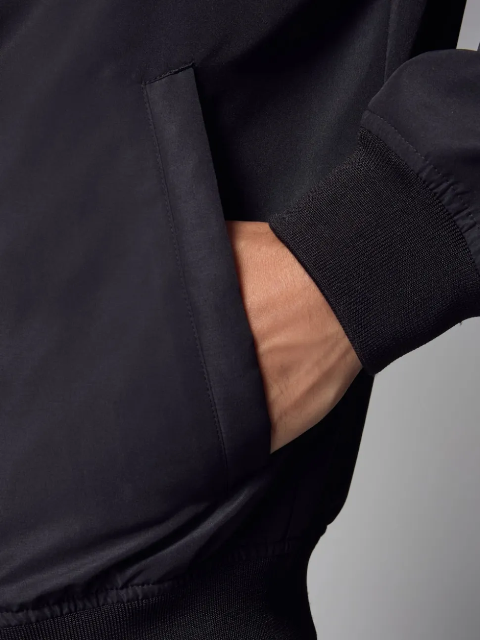 Black Shower Resistant Bomber Jacket