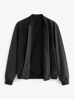 Black Shower Resistant Bomber Jacket