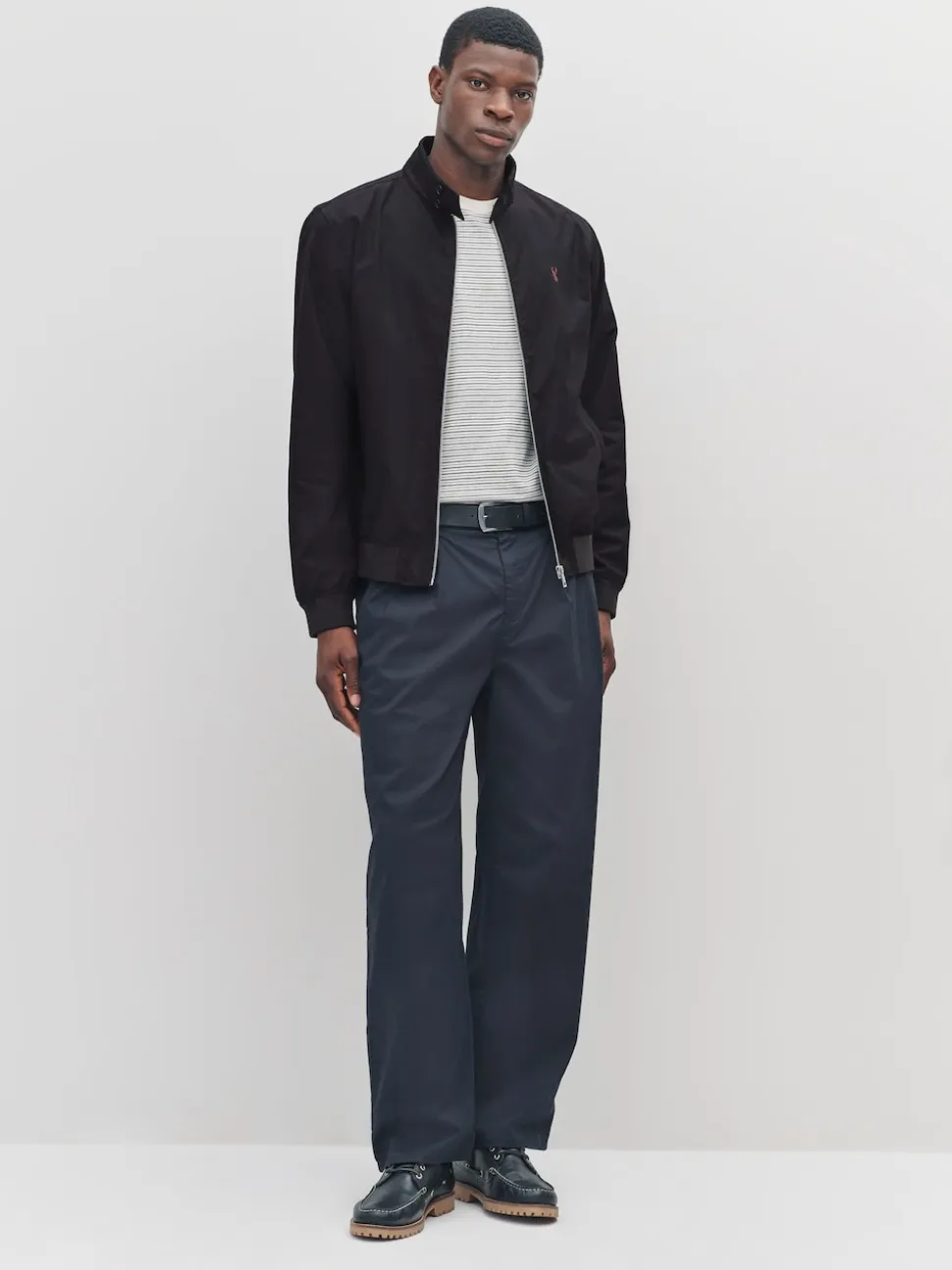 Black Shower Resistant Check Lining Harrington Jacket