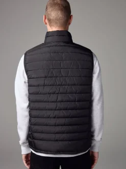 Black Shower Resistant Lightweight Puffer Gilet