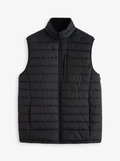 Black Shower Resistant Lightweight Puffer Gilet