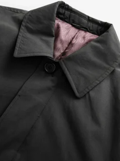 Black Shower Resistant Padded Trench Coat