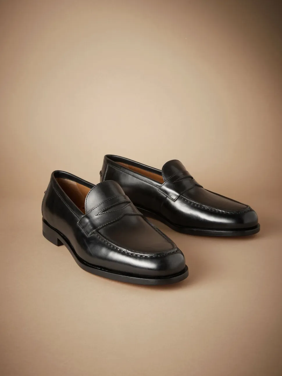 Black Signature Italian Leather Penny Loafers