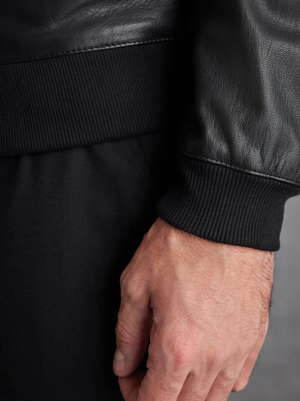 Black Signature Leather Bomber Jacket