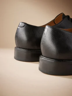 Black Signature Leather Sole Derby Shoes