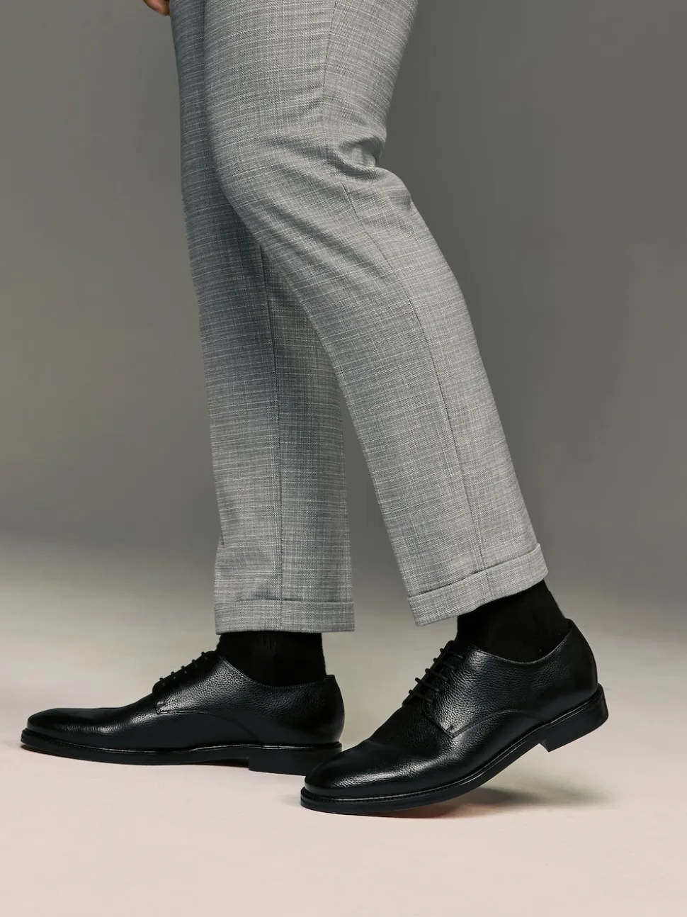 Black Signature Leather Sole Derby Shoes
