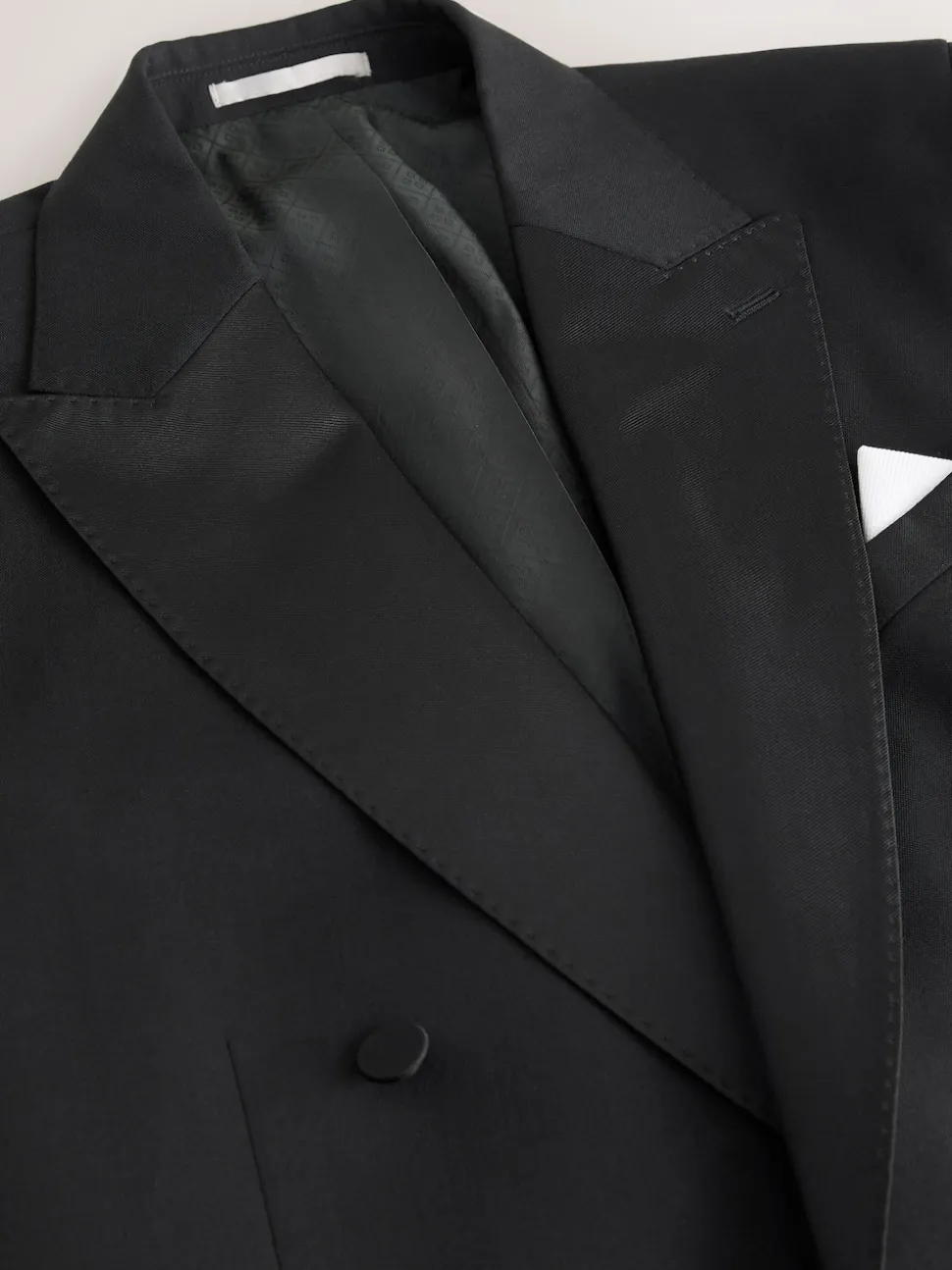 Black Signature Nova Fides 100% Italian Wool Double Breasted Tuxedo Suit Jacket