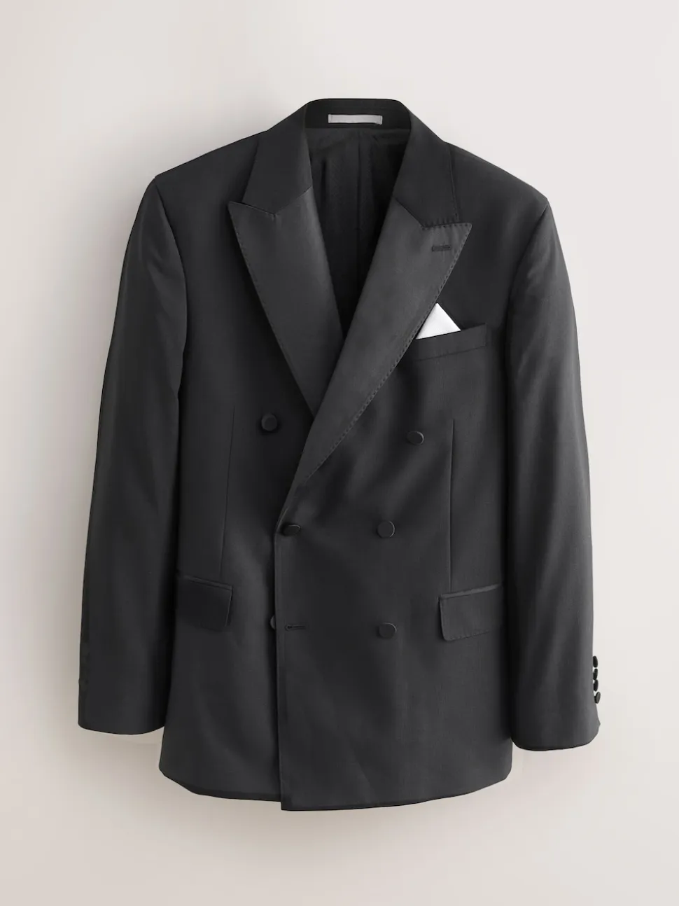 Black Signature Nova Fides 100% Italian Wool Double Breasted Tuxedo Suit Jacket