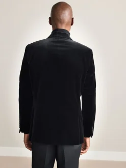 Black Signature Pontoglio Italian Velvet Double Breasted Blazer