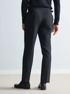 Black Signature Smart Textured Italian Wool Trousers with Side Adjusters