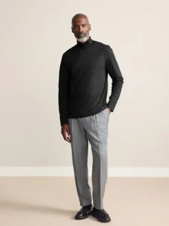 Black Signature SUPIMA® Cotton Long Sleeve Roll Neck T-Shirt