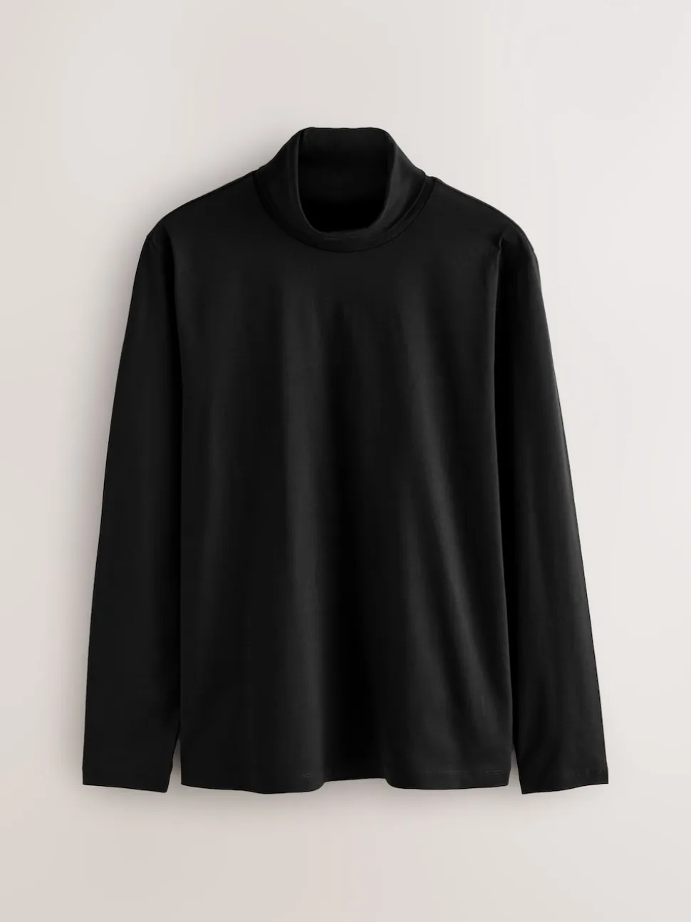 Black Signature SUPIMA® Cotton Long Sleeve Roll Neck T-Shirt