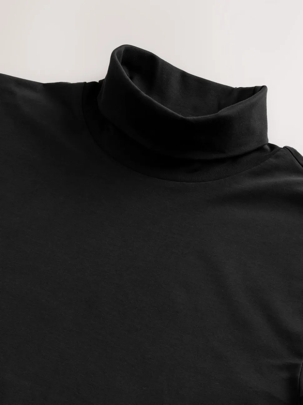 Black Signature SUPIMA® Cotton Long Sleeve Roll Neck T-Shirt