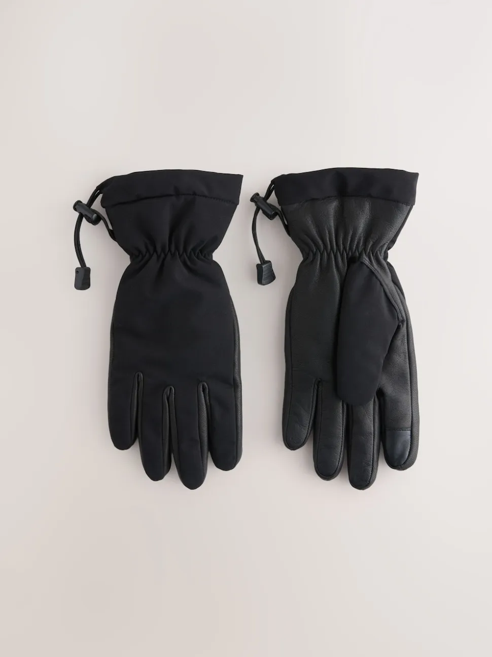 Black Ski Gloves With Leather
