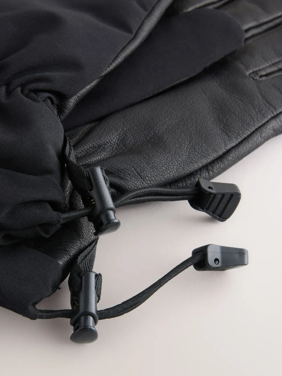 Black Ski Gloves With Leather