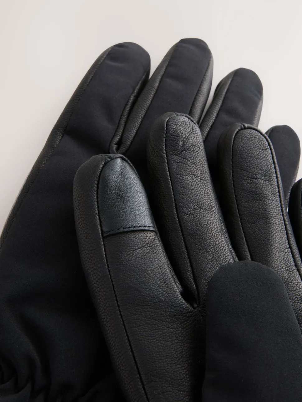 Black Ski Gloves With Leather