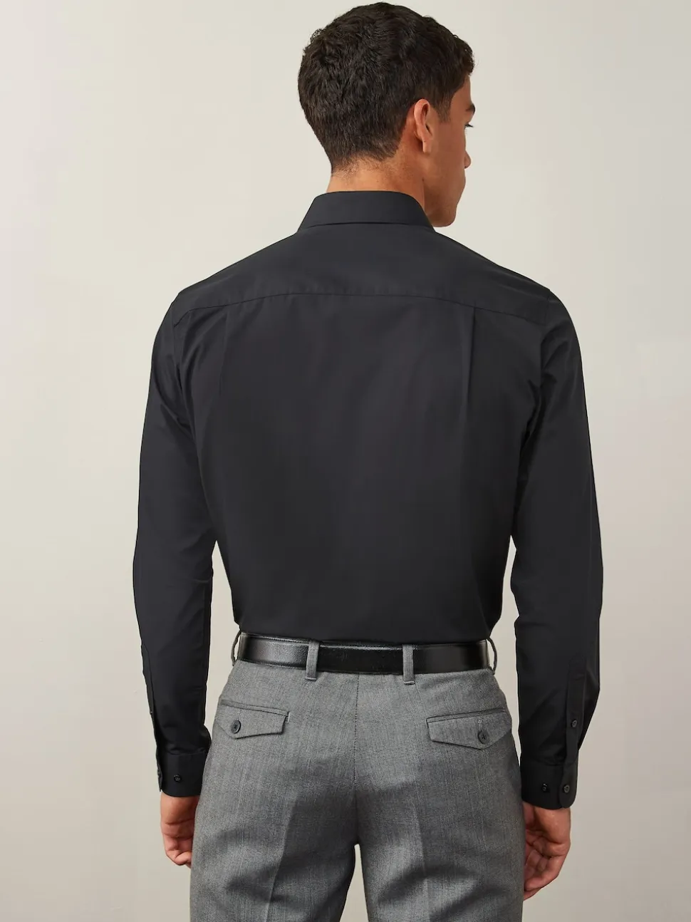 Black Skinny Fit Easy Care Single Cuff Smart Shirt