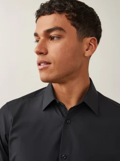 Black Skinny Fit Easy Care Single Cuff Smart Shirt