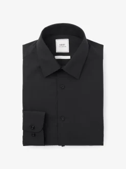 Black Skinny Fit Easy Care Single Cuff Smart Shirt