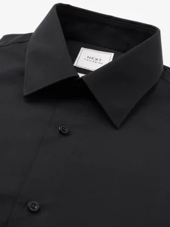 Black Skinny Fit Easy Care Single Cuff Smart Shirt