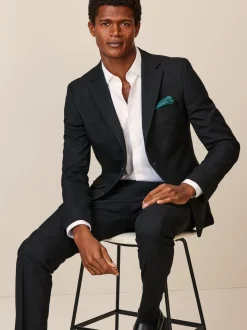 Black Skinny Fit Textured Suit Jacket