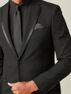 Black Skinny Fit Tuxedo Suit Jacket