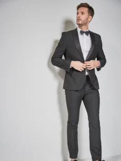 Black Skinny Fit Tuxedo Suit Trousers