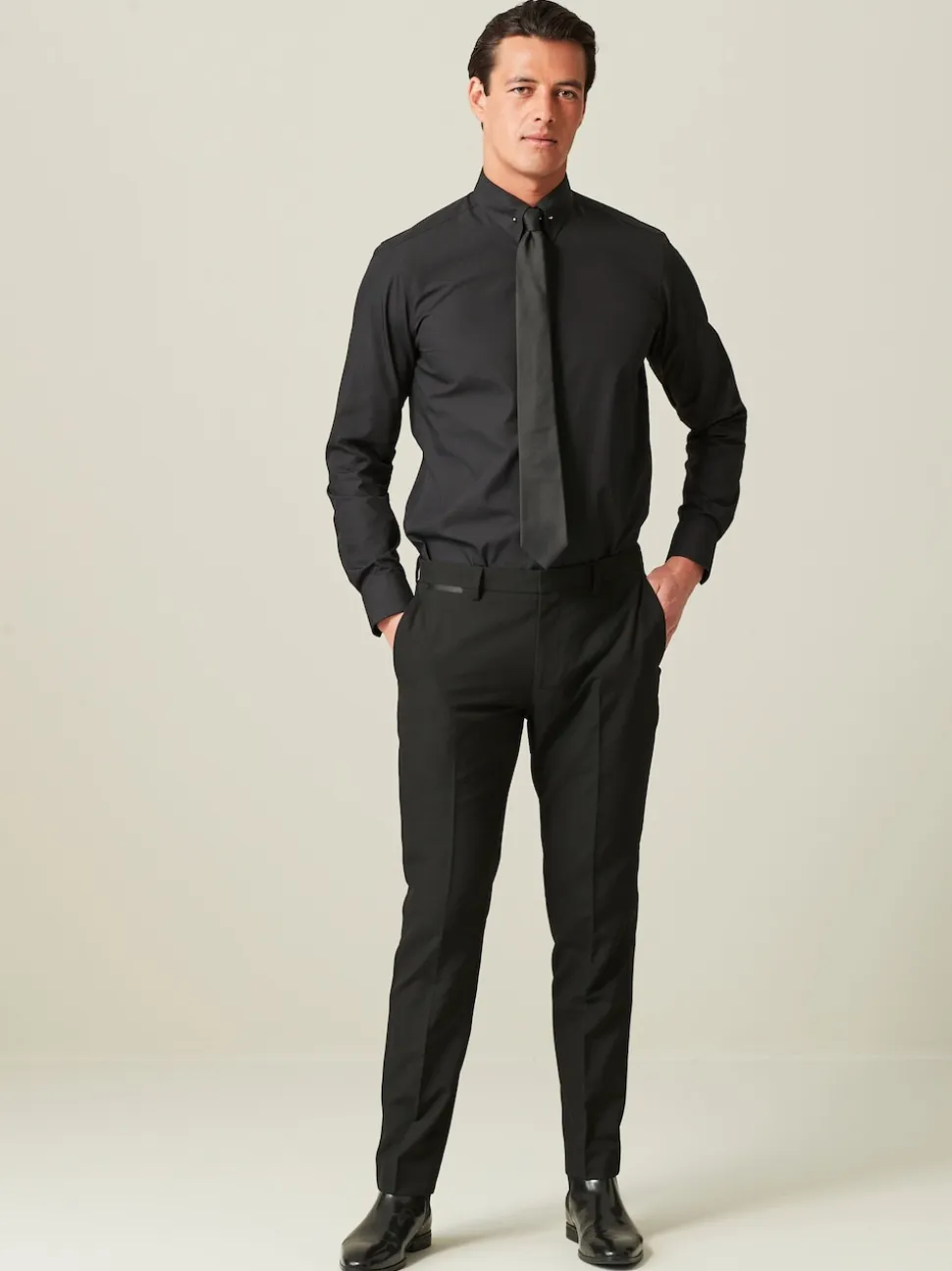 Black Skinny Fit Tuxedo Suit Trousers