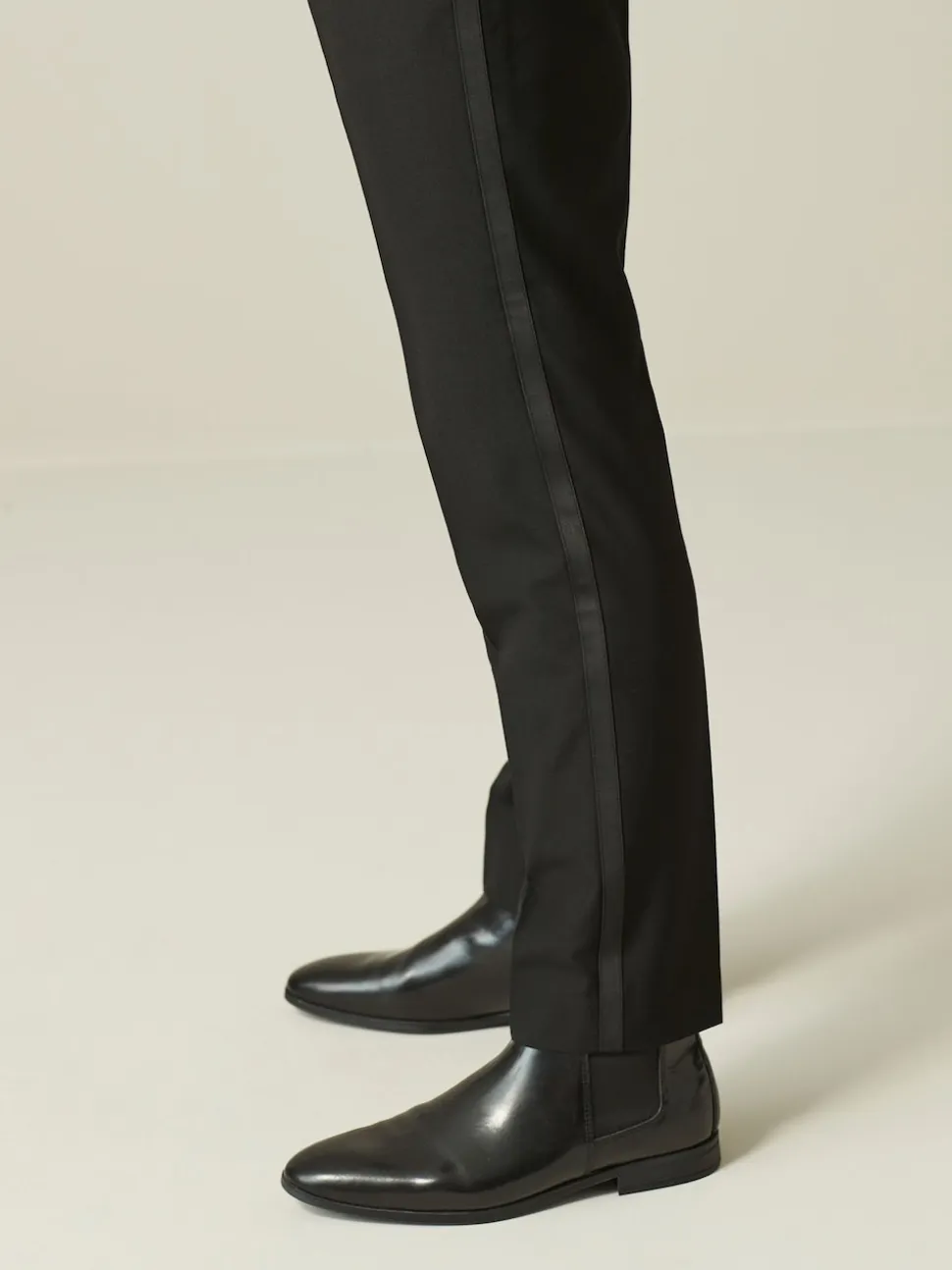 Black Skinny Fit Tuxedo Suit Trousers