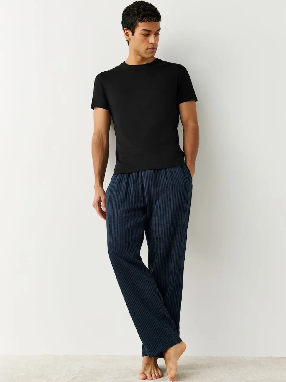 Black Slim Fit 100% Cotton Layering T-Shirts 2 Pack