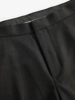 Black Slim Fit Adjustable Tuxedo Trousers With Wool