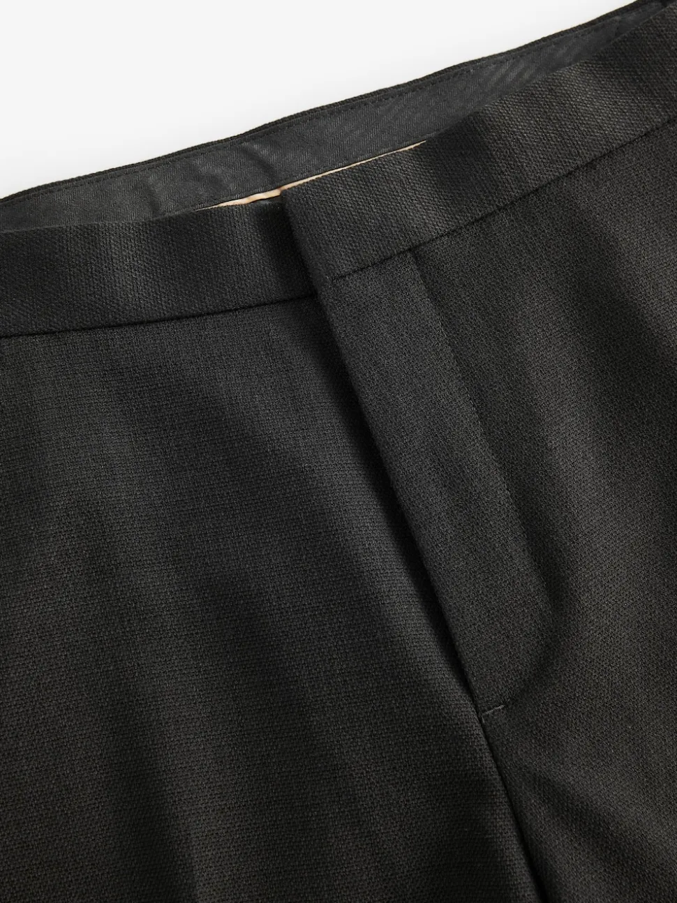 Black Slim Fit Adjustable Tuxedo Trousers With Wool