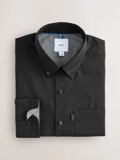 Black Slim Fit Button Down Easy Iron Oxford Shirt