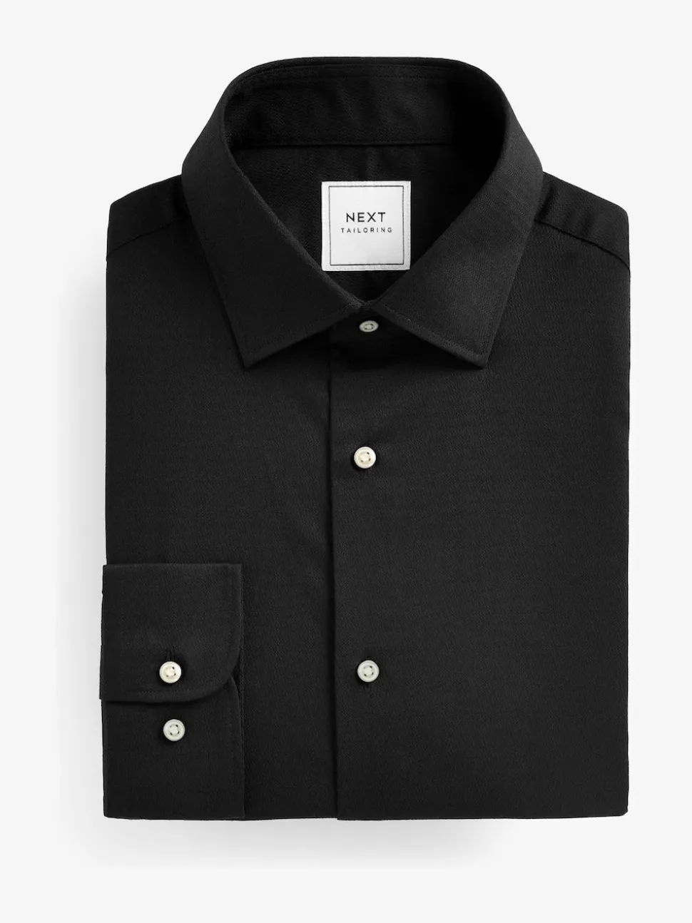 Black Slim Fit Easy Care Textured Single Cuff Smart Shirt