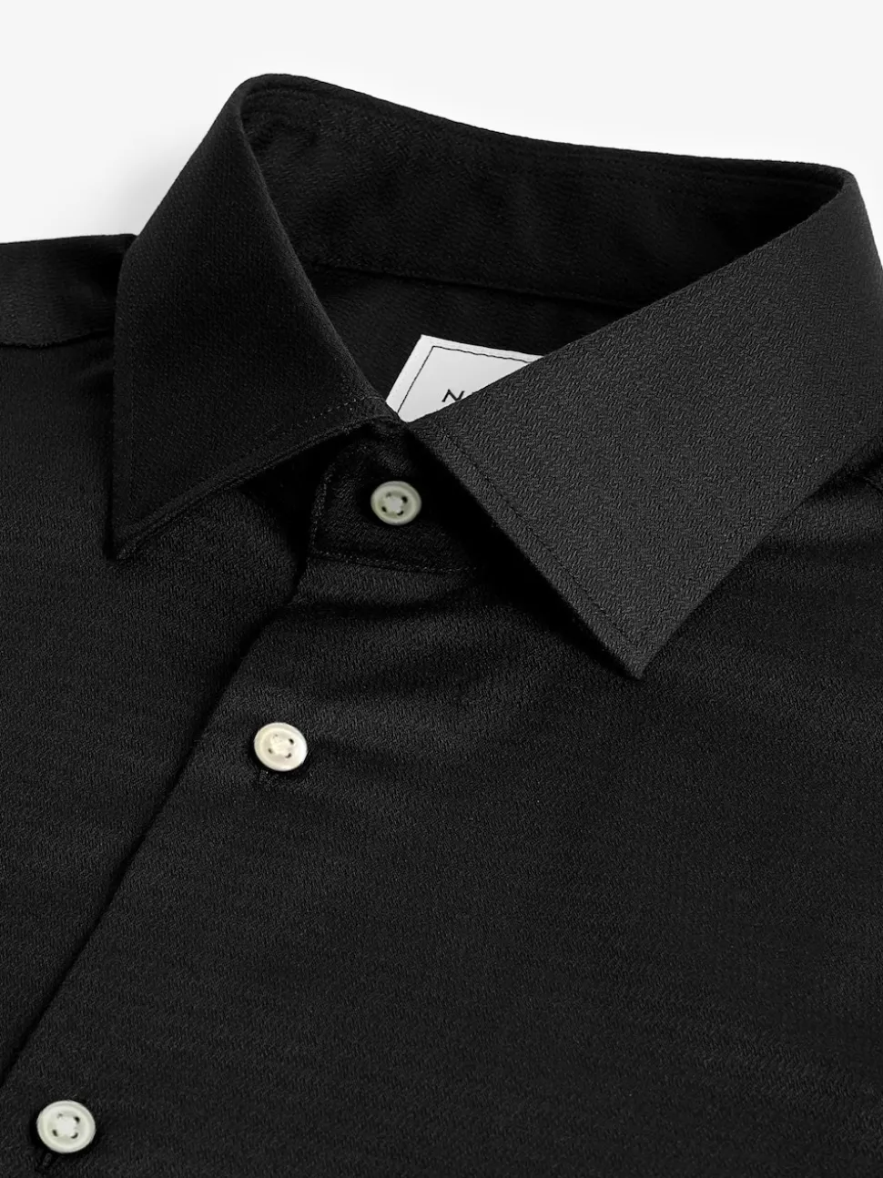 Black Slim Fit Easy Care Textured Single Cuff Smart Shirt