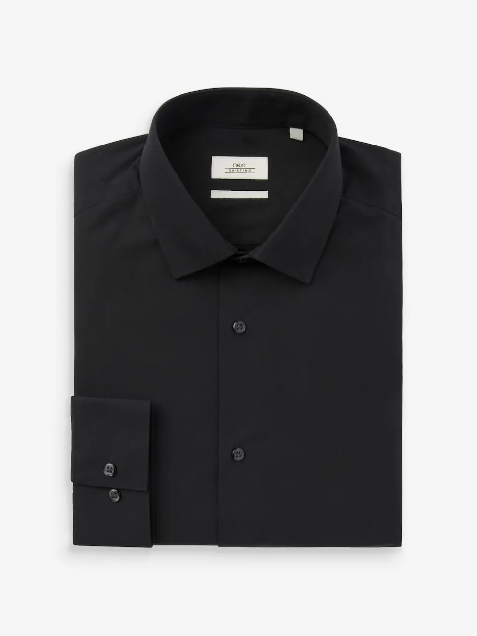 Black Slim Fit Easy Care Single Cuff Smart Shirt